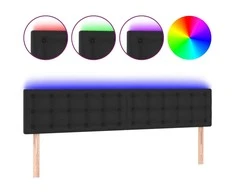 Galvūgalis su LED, juodos spalvos, 160x5x78/88cm, dirbtinė oda