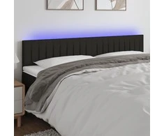 Galvūgalis su LED, juodos spalvos, 160x5x78/88cm, audinys
