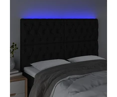 Galvūgalis su LED, juodos spalvos, 160x7x118/128cm, audinys