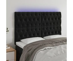 Galvūgalis su LED, juodos spalvos, 160x7x118/128cm, aksomas