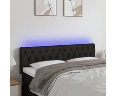 Galvūgalis su LED, juodos spalvos, 160x7x78/88cm, audinys