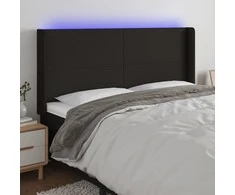Galvūgalis su LED, juodos spalvos, 163x16x118/128cm, audinys