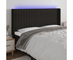 Galvūgalis su LED, juodos spalvos, 163x16x118/128cm, audinys
