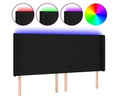 Galvūgalis su LED, juodos spalvos, 163x16x118/128cm, audinys
