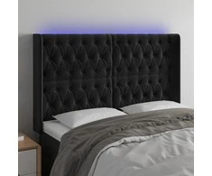Galvūgalis su LED, juodos spalvos, 163x16x118/128cm, aksomas