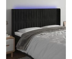 Galvūgalis su LED, juodos spalvos, 163x16x118/128cm, aksomas