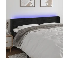 Galvūgalis su LED, juodos spalvos, 163x16x78/88cm, aksomas