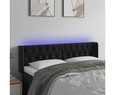 Galvūgalis su LED, juodos spalvos, 163x16x78/88cm, aksomas