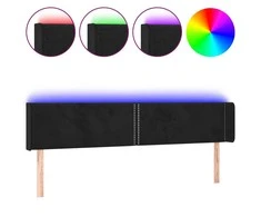 Galvūgalis su LED, juodos spalvos, 163x16x78/88cm, aksomas