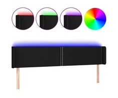 Galvūgalis su LED, juodos spalvos, 163x16x78/88cm, audinys