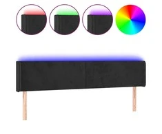 Galvūgalis su LED, juodos spalvos, 163x16x78/88cm, aksomas