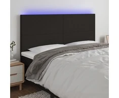 Galvūgalis su LED, juodos spalvos, 180x5x118/128cm, audinys