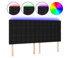Galvūgalis su LED, juodos spalvos, 180x5x118/128cm, audinys