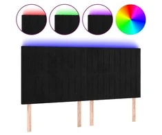 Galvūgalis su LED, juodos spalvos, 180x5x118/128cm, aksomas