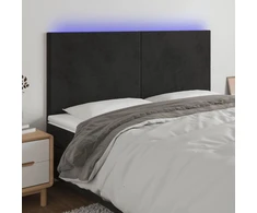 Galvūgalis su LED, juodos spalvos, 180x5x118/128cm, aksomas