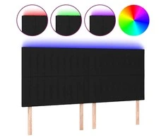 Galvūgalis su LED, juodos spalvos, 180x5x118/128cm, audinys