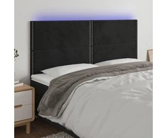 Galvūgalis su LED, juodos spalvos, 180x5x118/128cm, aksomas