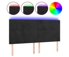 Galvūgalis su LED, juodos spalvos, 180x5x118/128cm, aksomas