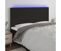 Galvūgalis su LED, juodos spalvos, 180x5x118/128cm, audinys