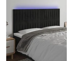 Galvūgalis su LED, juodos spalvos, 180x5x118/128cm, aksomas