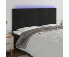 Galvūgalis su LED, juodos spalvos, 180x5x118/128cm, aksomas