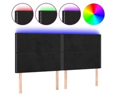 Galvūgalis su LED, juodos spalvos, 180x5x118/128cm, aksomas