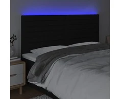 Galvūgalis su LED, juodos spalvos, 180x5x118/128cm, audinys