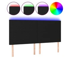 Galvūgalis su LED, juodos spalvos, 180x5x118/128cm, audinys