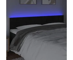 Galvūgalis su LED, juodos spalvos, 180x5x78/88cm, aksomas