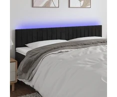 Galvūgalis su LED, juodos spalvos, 180x5x78/88cm, aksomas