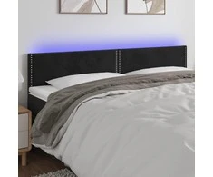 Galvūgalis su LED, juodos spalvos, 180x5x78/88cm, aksomas