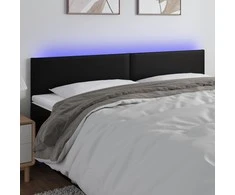 Galvūgalis su LED, juodos spalvos, 180x5x78/88cm, dirbtinė oda