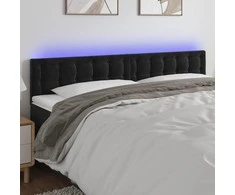 Galvūgalis su LED, juodos spalvos, 180x5x78/88cm, aksomas