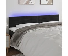 Galvūgalis su LED, juodos spalvos, 180x5x78/88cm, aksomas