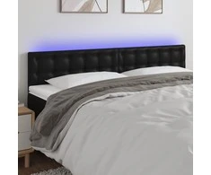 Galvūgalis su LED, juodos spalvos, 180x5x78/88cm, dirbtinė oda
