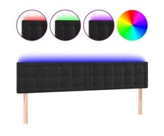 Galvūgalis su LED, juodos spalvos, 180x5x78/88cm, aksomas