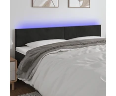 Galvūgalis su LED, juodos spalvos, 180x5x78/88cm, aksomas