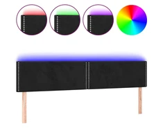 Galvūgalis su LED, juodos spalvos, 180x5x78/88cm, aksomas