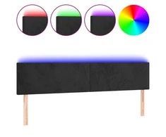 Galvūgalis su LED, juodos spalvos, 180x5x78/88cm, aksomas