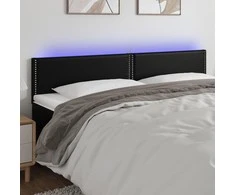 Galvūgalis su LED, juodos spalvos, 180x5x78/88cm, dirbtinė oda