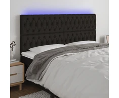 Galvūgalis su LED, juodos spalvos, 180x7x118/128cm, audinys