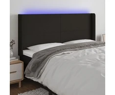 Galvūgalis su LED, juodos spalvos, 183x16x118/128cm, audinys