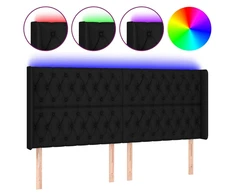 Galvūgalis su LED, juodos spalvos, 183x16x118/128cm, audinys