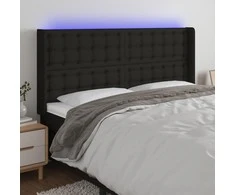 Galvūgalis su LED, juodos spalvos, 183x16x118/128cm, audinys