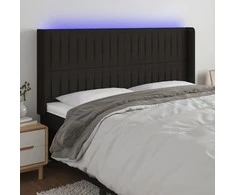 Galvūgalis su LED, juodos spalvos, 183x16x118/128cm, audinys
