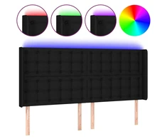 Galvūgalis su LED, juodos spalvos, 183x16x118/128cm, audinys