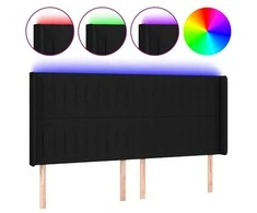 Galvūgalis su LED, juodos spalvos, 183x16x118/128cm, audinys