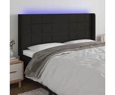 Galvūgalis su LED, juodos spalvos, 183x16x118/128cm, audinys