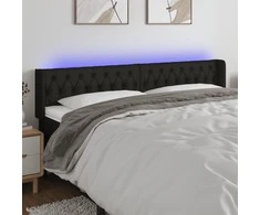 Galvūgalis su LED, juodos spalvos, 183x16x78/88cm, audinys