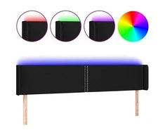 Galvūgalis su LED, juodos spalvos, 183x16x78/88cm, audinys